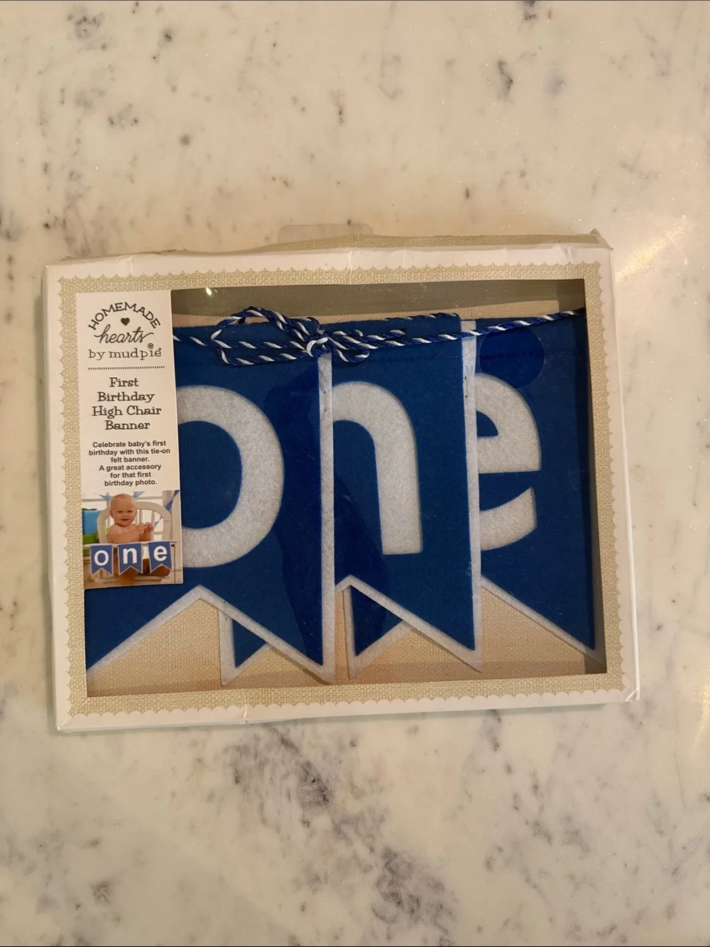 Mud Pie Blue First Birthday High Chair Banner